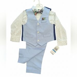 🖤 Light Blue Vest and Pants with Bow Tie